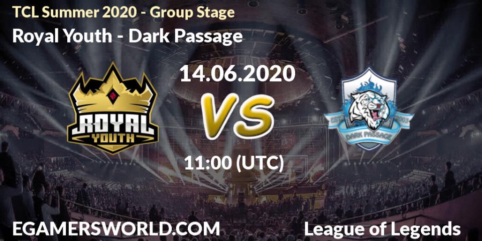 Pronósticos Royal Youth - Dark Passage. 14.06.2020 at 11:00. TCL Summer 2020 - Group Stage - LoL