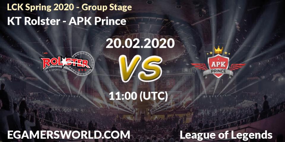 Pronósticos KT Rolster - APK Prince. 20.02.20. LCK Spring 2020 - Group Stage - LoL