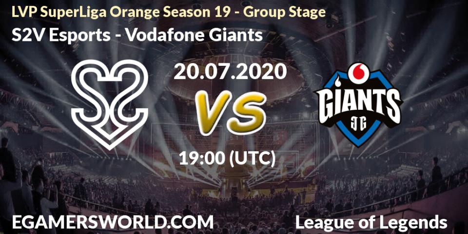 Pronósticos S2V Esports - Vodafone Giants. 20.07.2020 at 20:00. LVP SuperLiga Orange Season 19 - Group Stage - LoL