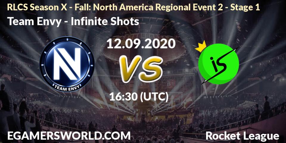 Pronósticos Team Envy - Infinite Shots. 13.09.2020 at 16:30. RLCS Season X - Fall: North America Regional Event 2 - Stage 1 - Rocket League
