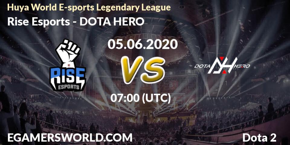 Pronósticos Rise Esports - DOTA HERO. 05.06.2020 at 07:08. Huya World E-sports Legendary League - Dota 2