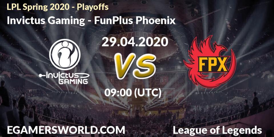 Pronósticos Invictus Gaming - FunPlus Phoenix. 29.04.20. LPL Spring 2020 - Playoffs - LoL