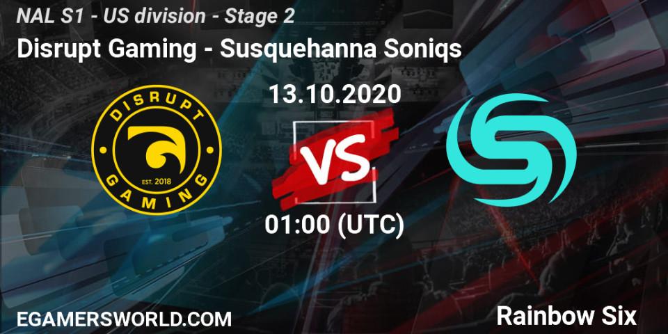 Pronósticos Disrupt Gaming - Susquehanna Soniqs. 13.10.2020 at 01:00. NAL S1 - US division - Stage 2 - Rainbow Six