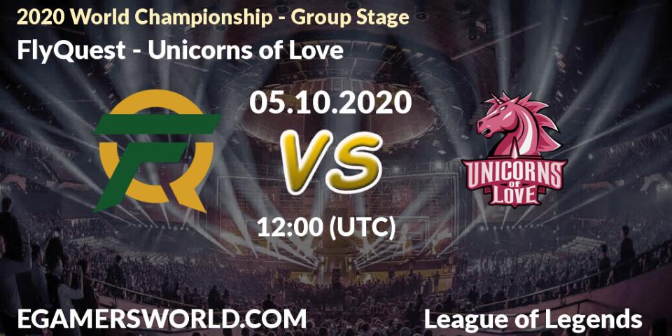 Pronósticos FlyQuest - Unicorns of Love. 05.10.2020 at 12:00. 2020 World Championship - Group Stage - LoL