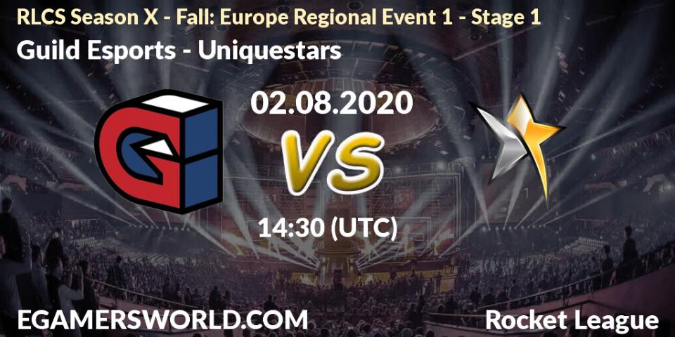 Pronósticos Guild Esports - Uniquestars. 02.08.20. RLCS Season X - Fall: Europe Regional Event 1 - Stage 1 - Rocket League