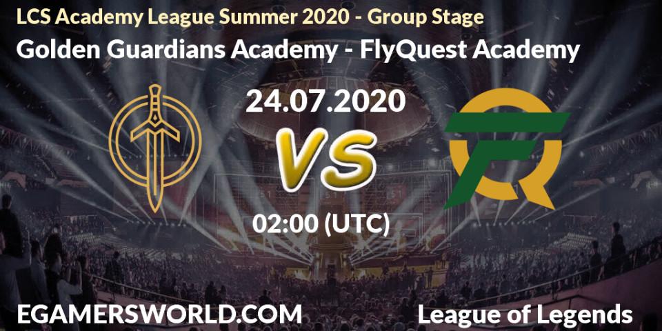 Pronósticos Golden Guardians Academy - FlyQuest Academy. 24.07.20. LCS Academy League Summer 2020 - Group Stage - LoL
