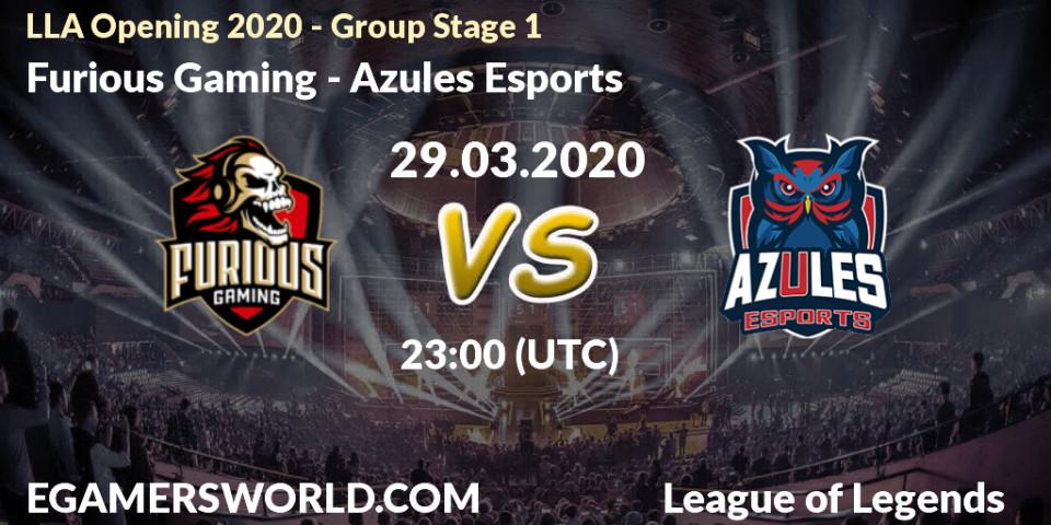 Pronósticos Furious Gaming - Azules Esports. 29.03.2020 at 23:00. LLA Opening 2020 - Group Stage 1 - LoL