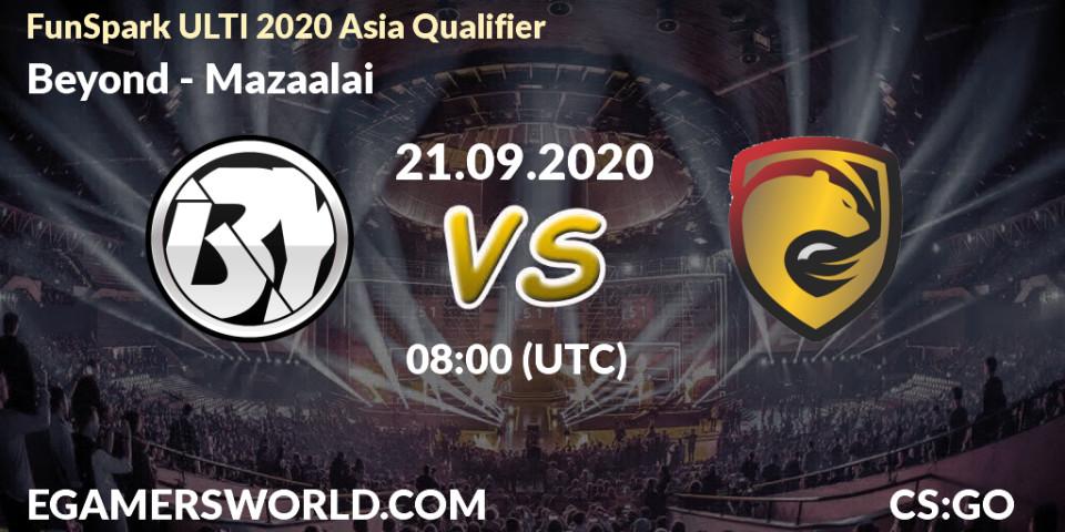 Pronósticos Beyond - Mazaalai. 21.09.20. FunSpark ULTI 2020 Asia Qualifier - CS2 (CS:GO)