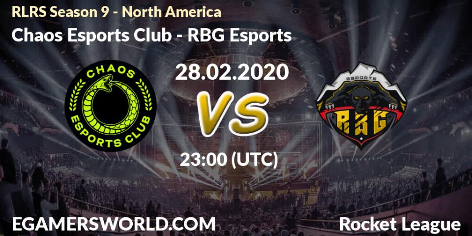 Pronósticos Chaos Esports Club - RBG Esports. 28.02.20. RLRS Season 9 - North America - Rocket League