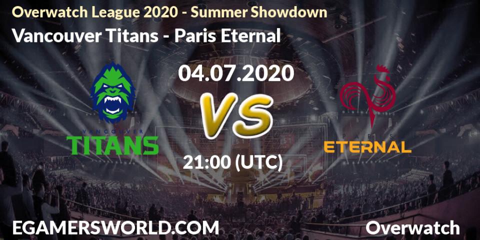 Pronósticos Vancouver Titans - Paris Eternal. 04.07.20. Overwatch League 2020 - Summer Showdown - Overwatch