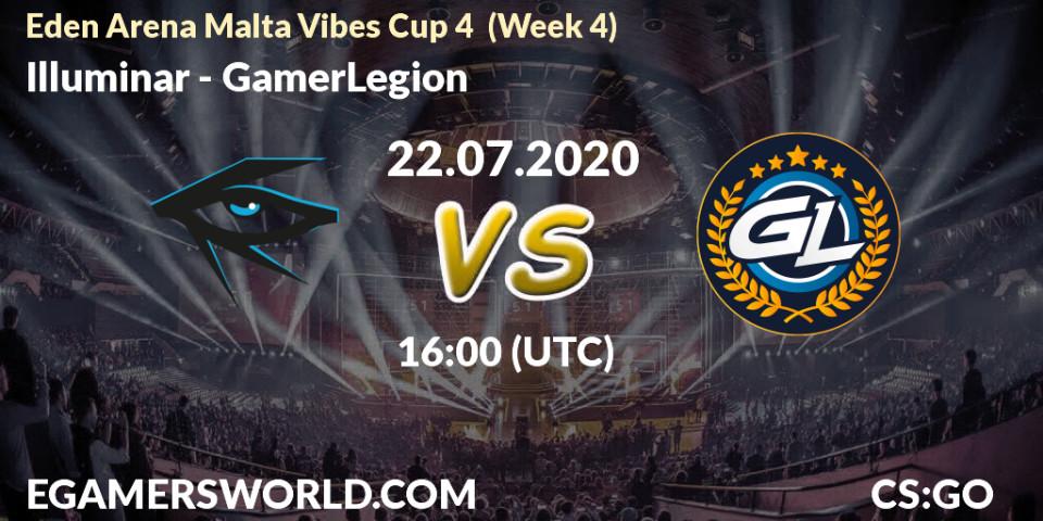 Pronósticos Illuminar - GamerLegion. 22.07.2020 at 16:00. Eden Arena Malta Vibes Cup 4 (Week 4) - Counter-Strike (CS2)