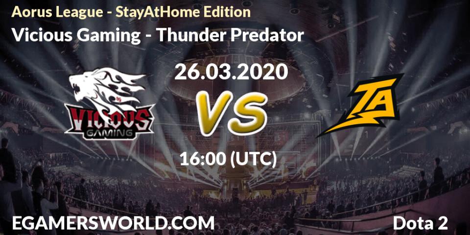 Pronósticos Vicious Gaming - Thunder Predator. 26.03.20. Aorus League - StayAtHome Edition Peru - Dota 2