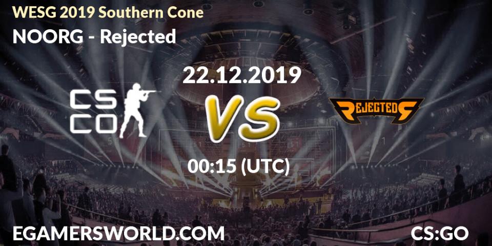 Pronósticos NOORG - Rejected. 22.12.19. WESG 2019 Southern Cone - CS2 (CS:GO)