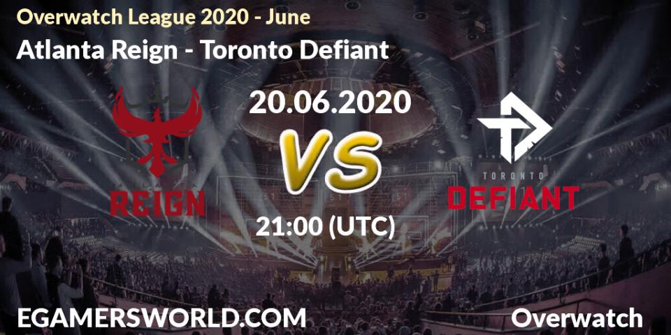 Pronósticos Atlanta Reign - Toronto Defiant. 20.06.20. Overwatch League 2020 - June - Overwatch
