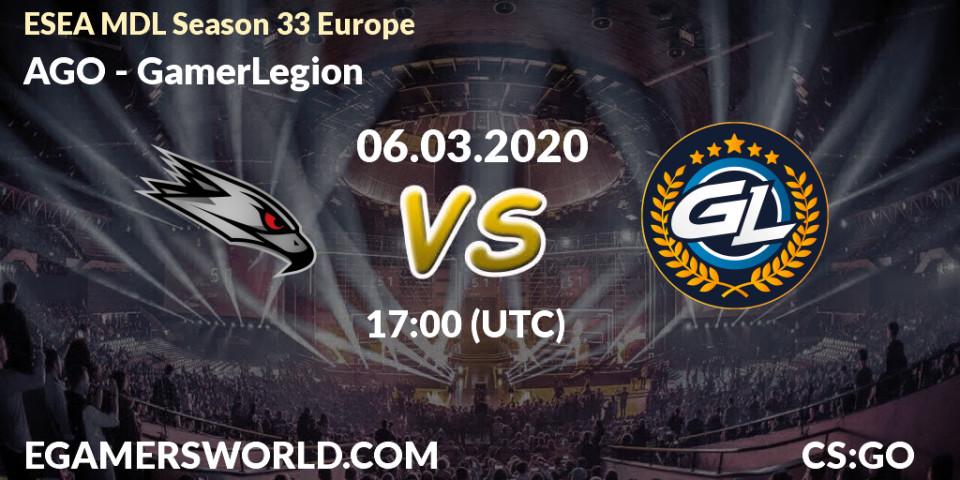 Pronósticos AGO - GamerLegion. 06.03.2020 at 17:05. ESEA MDL Season 33 Europe - Counter-Strike (CS2)