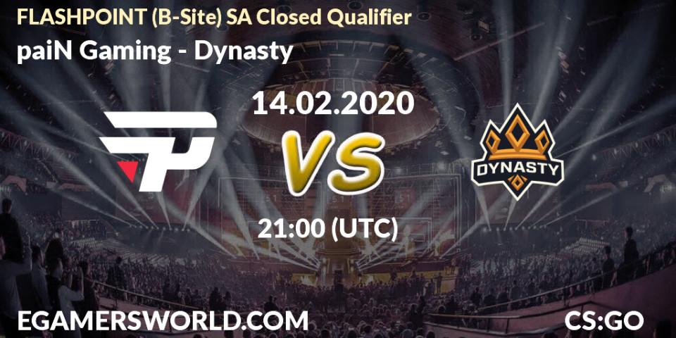 Pronósticos paiN Gaming - Dynasty. 14.02.20. FLASHPOINT South America Closed Qualifier - CS2 (CS:GO)