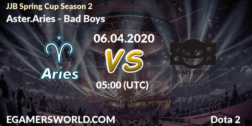 Pronósticos Aster.Aries - Bad Boys. 06.04.2020 at 04:59. JJB Spring Cup Season 2 - Dota 2