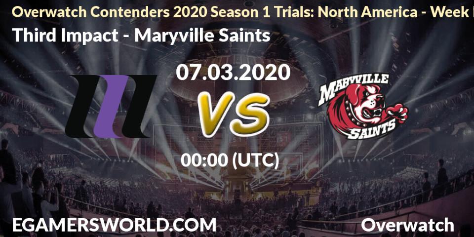 Pronósticos Third Impact - Maryville Saints. 07.03.20. Overwatch Contenders 2020 Season 1 Trials: North America - Week 1 - Overwatch
