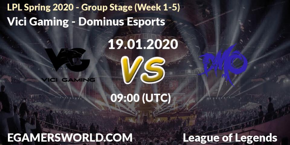 Pronósticos Vici Gaming - Dominus Esports. 19.01.20. LPL Spring 2020 - Group Stage (Week 1-4) - LoL