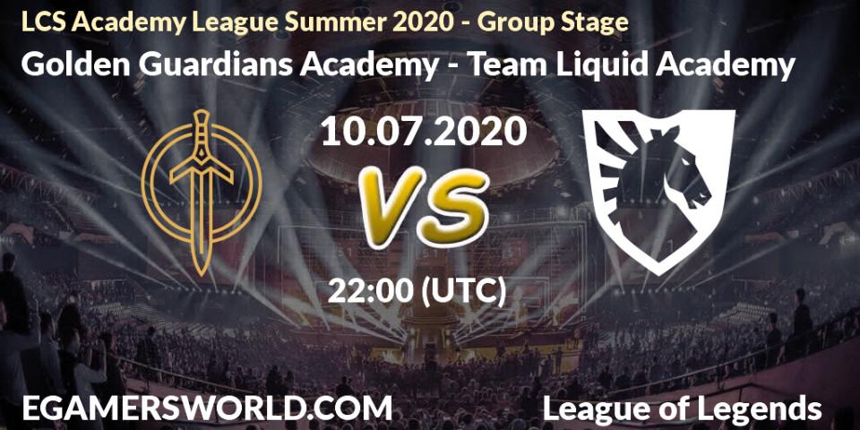 Pronósticos Golden Guardians Academy - Team Liquid Academy. 10.07.20. LCS Academy League Summer 2020 - Group Stage - LoL