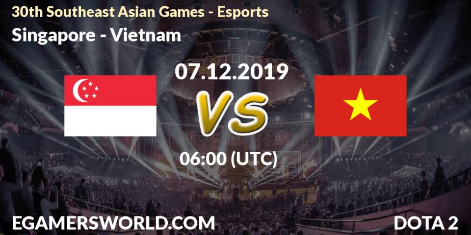 Pronósticos Singapore - Vietnam. 07.12.2019 at 09:00. 30th Southeast Asian Games - Esports - Dota 2