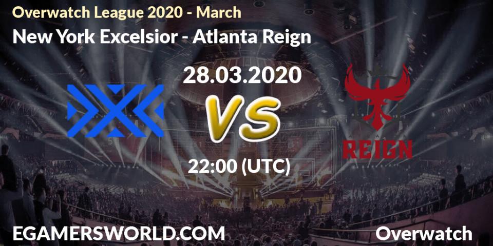 Pronósticos New York Excelsior - Atlanta Reign. 28.03.2020 at 22:00. Overwatch League 2020 - March - Overwatch