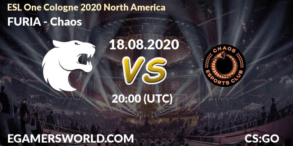 Pronósticos FURIA - Chaos. 18.08.2020 at 20:00. ESL One Cologne 2020 North America - Counter-Strike (CS2)