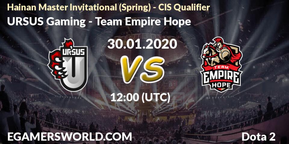 Pronósticos URSUS Gaming - Team Empire Hope. 30.01.2020 at 12:02. Hainan Master Invitational (Spring) - CIS Qualifier - Dota 2