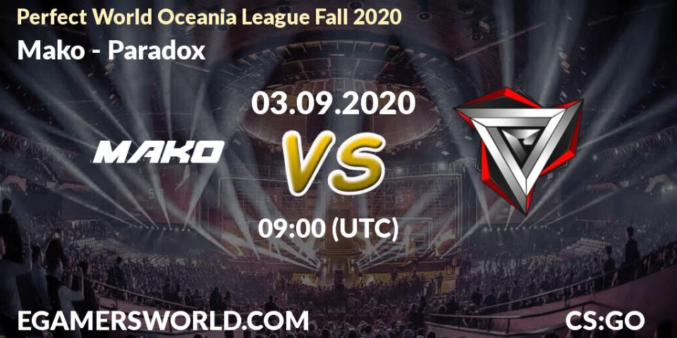 Pronósticos Mako - Paradox. 03.09.2020 at 11:45. Perfect World Oceania League Fall 2020 - Counter-Strike (CS2)