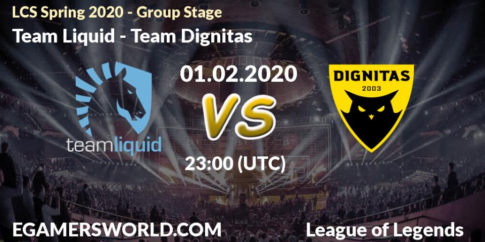 Pronósticos Team Liquid - Team Dignitas. 25.02.20. LCS Spring 2020 - Group Stage - LoL