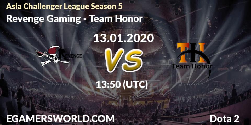 Pronósticos Revenge Gaming - Team Honor. 13.01.20. Asia Challenger League Season 5 - Dota 2