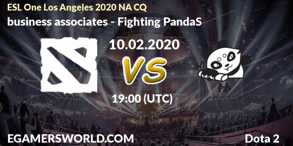 Pronósticos business associates - Fighting PandaS. 10.02.20. ESL One Los Angeles 2020 NA CQ - Dota 2