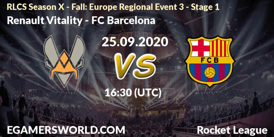 Pronósticos Renault Vitality - FC Barcelona. 25.09.20. RLCS Season X - Fall: Europe Regional Event 3 - Stage 1 - Rocket League