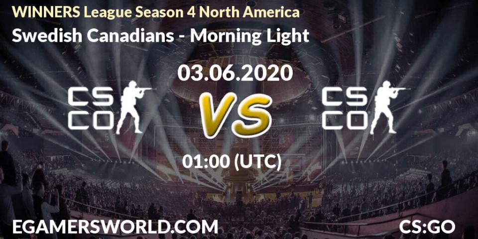 Pronósticos Swedish Canadians - Morning Light. 03.06.2020 at 01:10. WINNERS League Season 4 North America - Counter-Strike (CS2)