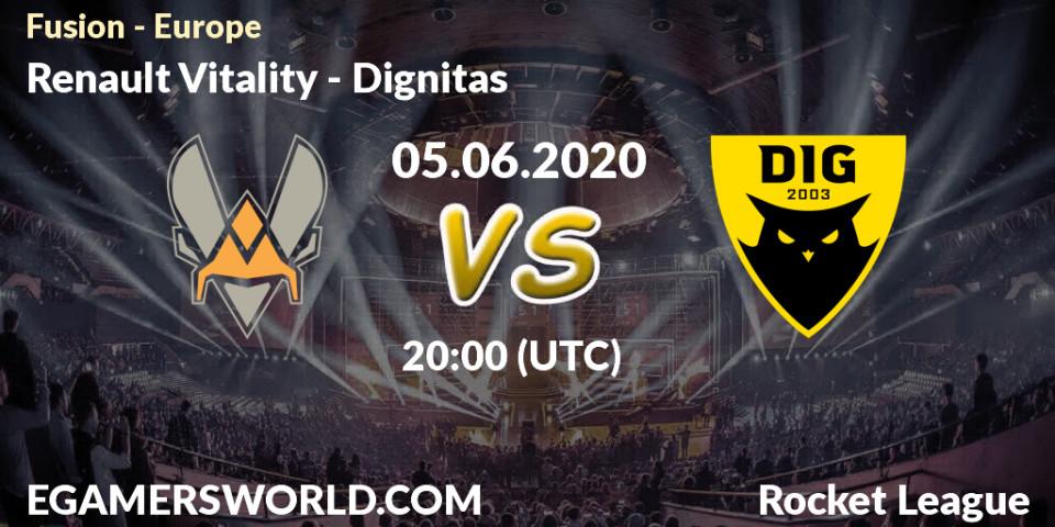 Pronósticos Renault Vitality - Dignitas. 05.06.20. Fusion - Europe - Rocket League