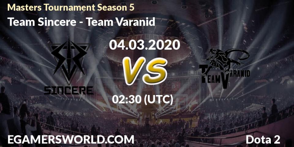 Pronósticos Team Sincere - Team Varanid. 04.03.20. Masters Tournament Season 5 - Dota 2