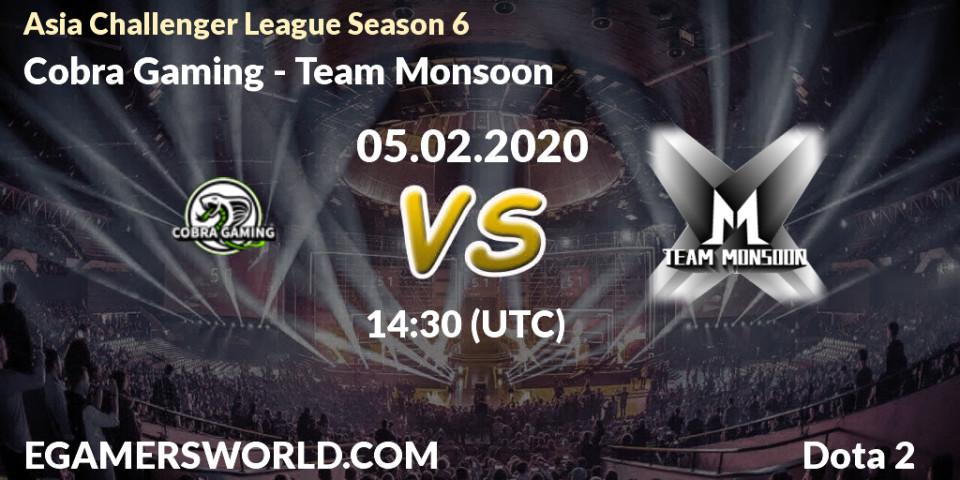 Pronósticos Cobra Gaming - Team Monsoon. 05.02.20. Asia Challenger League Season 6 - Dota 2