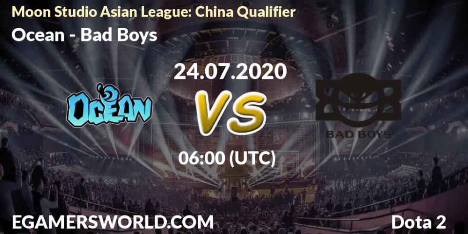 Pronósticos Ocean - Bad Boys. 24.07.20. Moon Studio Asian League: China Qualifier - Dota 2