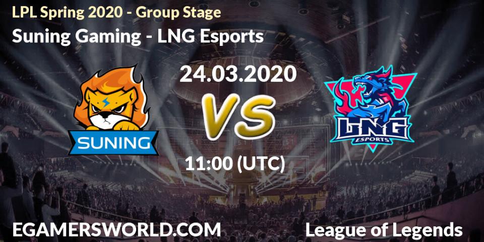 Pronósticos Suning Gaming - LNG Esports. 24.03.20. LPL Spring 2020 - Group Stage (Week 1-4) - LoL