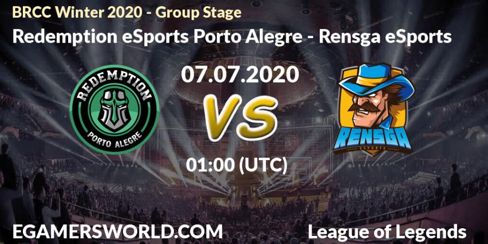 Pronósticos Redemption eSports Porto Alegre - Rensga eSports. 07.07.20. BRCC Winter 2020 - Group Stage - LoL