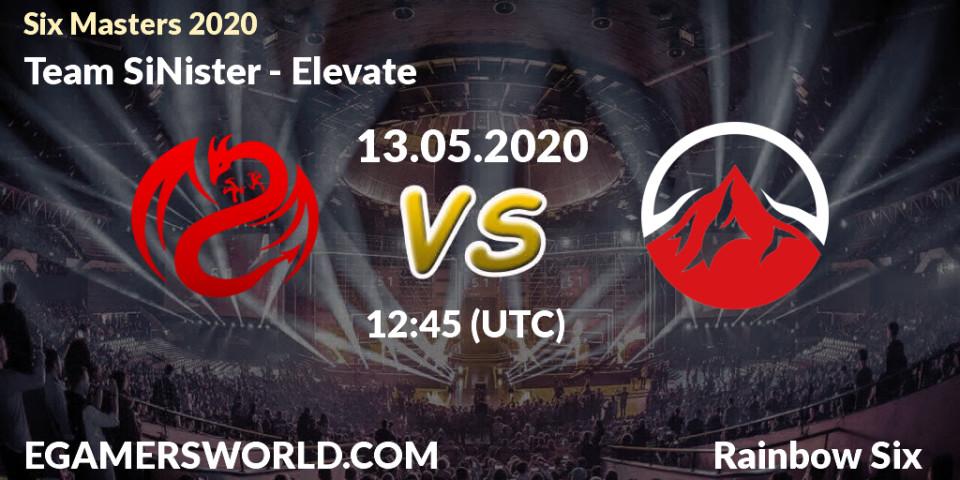 Pronósticos Team SiNister - Elevate. 13.05.2020 at 12:30. Six Masters 2020 - Rainbow Six
