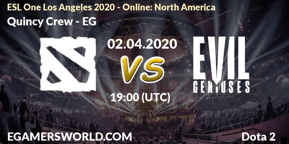 Pronósticos Quincy Crew - EG. 02.04.2020 at 19:47. ESL One Los Angeles 2020 - Online: North America - Dota 2