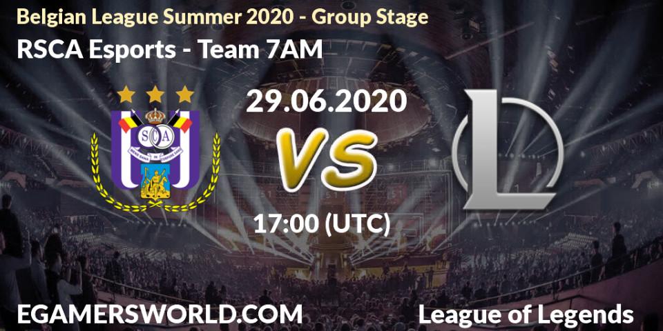 Pronósticos RSCA Esports - Team 7AM. 29.06.2020 at 17:00. Belgian League Summer 2020 - Group Stage - LoL