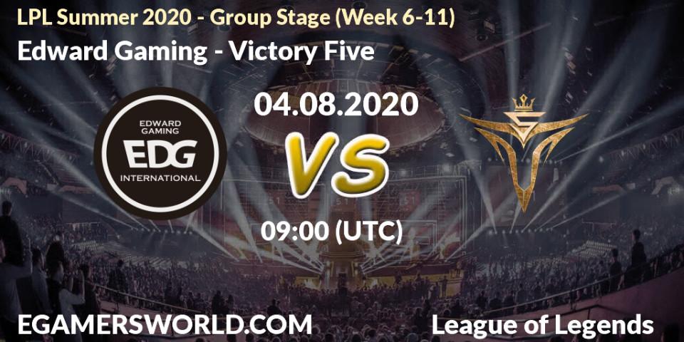 Pronósticos Edward Gaming - Victory Five. 04.08.20. LPL Summer 2020 - Group Stage (Week 6-11) - LoL