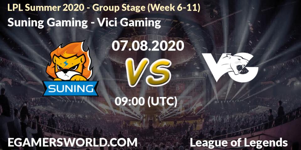 Pronósticos Suning Gaming - Vici Gaming. 07.08.2020 at 09:16. LPL Summer 2020 - Group Stage (Week 6-11) - LoL