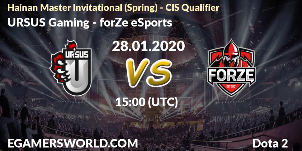Pronósticos URSUS Gaming - forZe eSports. 28.01.20. Hainan Master Invitational (Spring) - CIS Qualifier - Dota 2