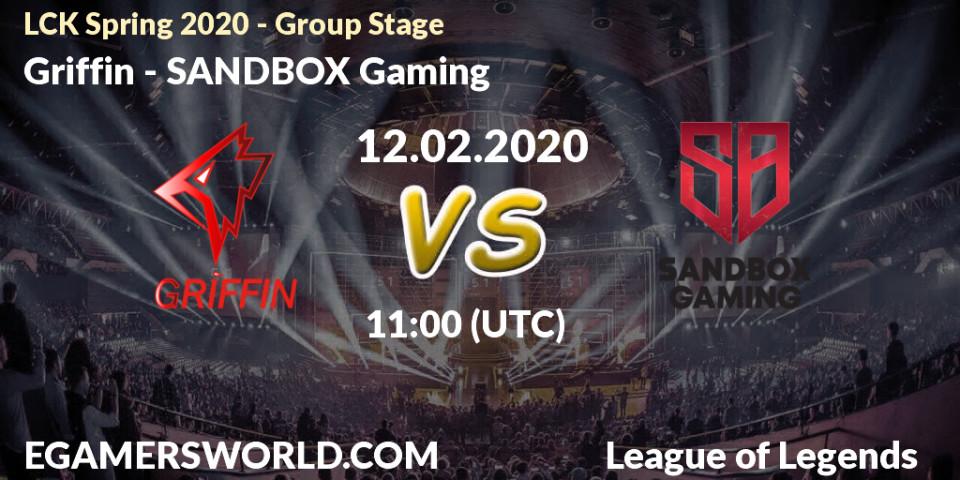 Pronósticos Griffin - SANDBOX Gaming. 12.02.20. LCK Spring 2020 - Group Stage - LoL