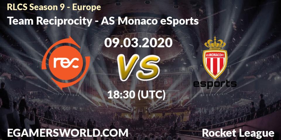 Pronósticos Team Reciprocity - AS Monaco eSports. 09.03.20. RLCS Season 9 - Europe - Rocket League