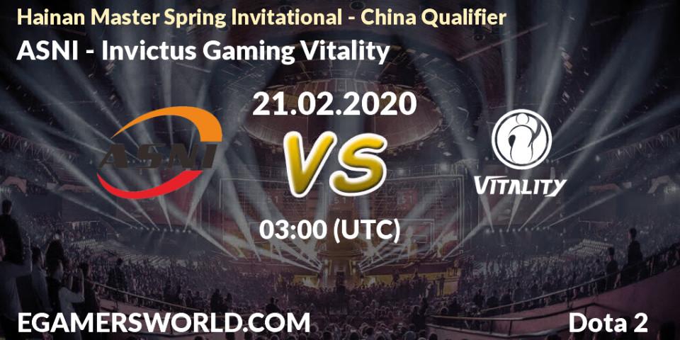 Pronósticos ASNI - Invictus Gaming Vitality. 21.02.20. Hainan Master Spring Invitational - China Qualifier - Dota 2