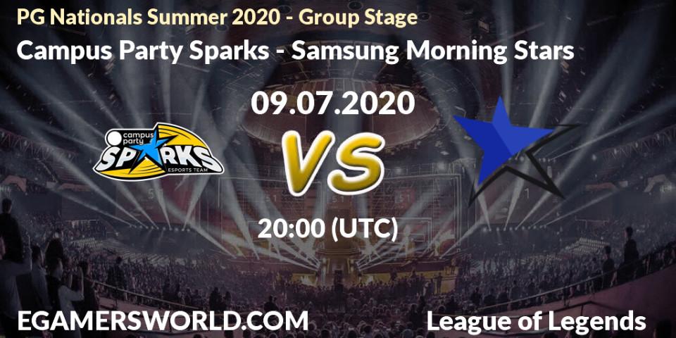 Pronósticos Campus Party Sparks - Samsung Morning Stars. 09.07.20. PG Nationals Summer 2020 - Group Stage - LoL